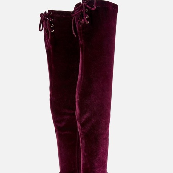 Wide Velvet Burgundy OTK Boots (wide width and wide calf) - Picture 5 of 6